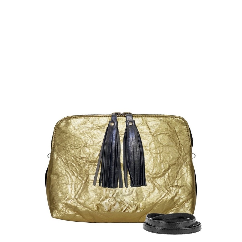 NWT Gold Pinatex Bag, Handmade in France